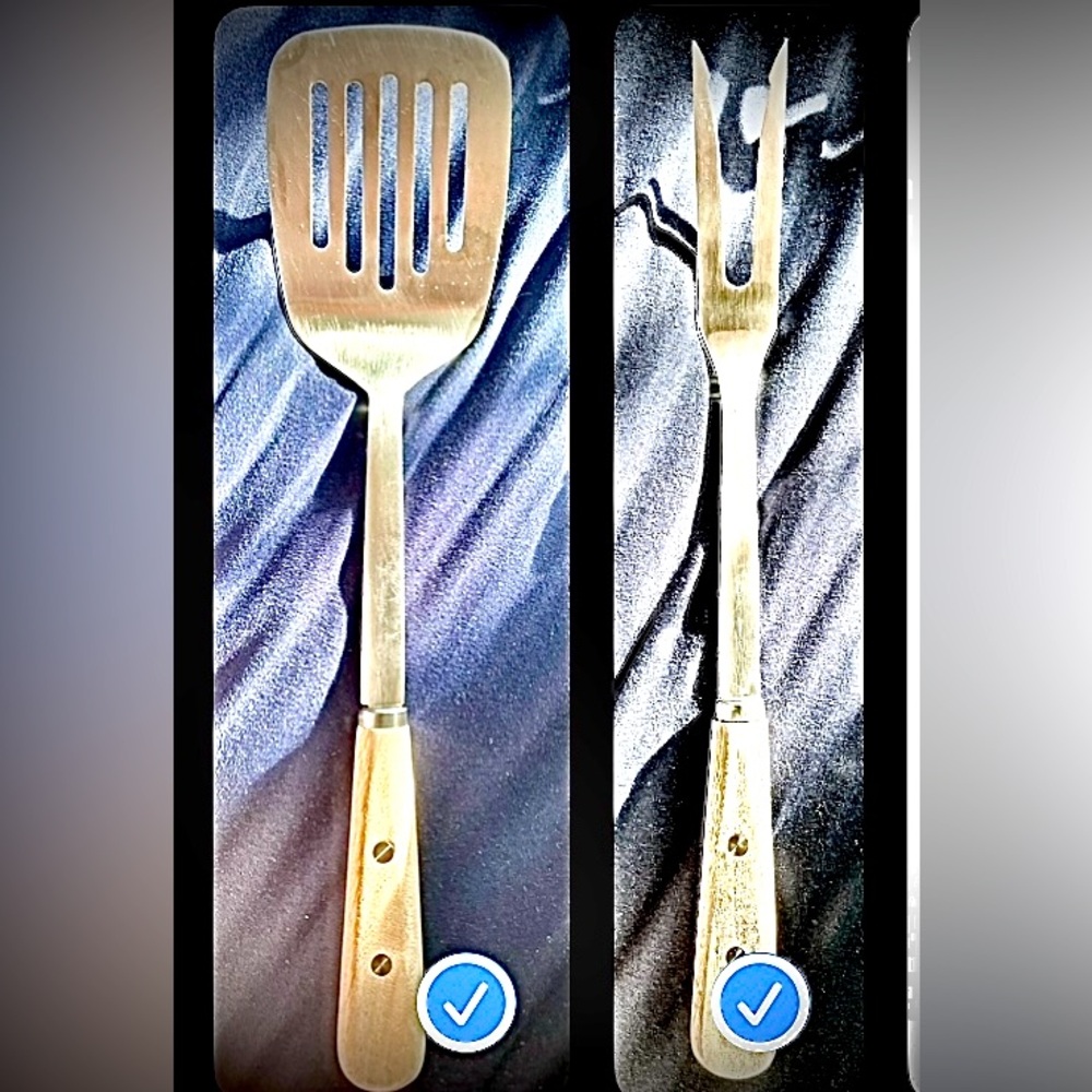 VINTAGE 18/8 STAINLESS STEEL SLOTTED FLIPPER & CARVING FORK SERVING SET…